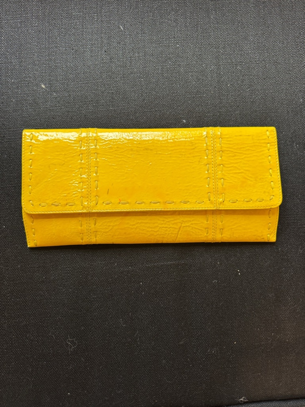 Carlos Falchi Yellow Patent Leather Long Wallet